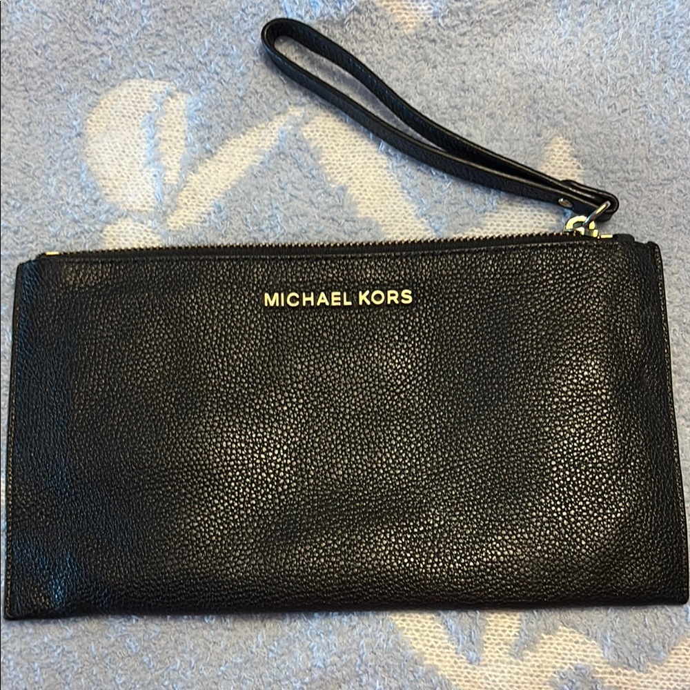Michael Kors Black Leather Wristlet